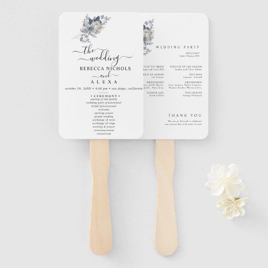 Rustic Watercolor Illustration Floral Arrangement ハンドファン (正面&裏面)