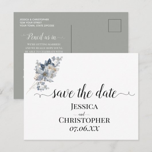 Rustic Watercolor Illustration Floral Arrangement 案内ポストカード (正面/裏面)