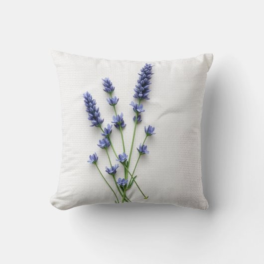 Rustic Watercolor Lavender Throw Pillow クッション (正面)