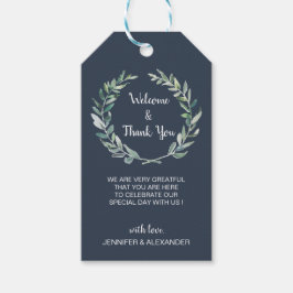 Rustic watercolor leaves wedding Welcome bag ギフトタグ
