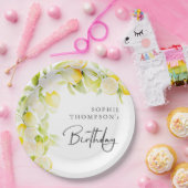 Rustic watercolor lemons birthday ペーパープレート (パーティー)