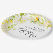 Rustic watercolor lemons birthday ペーパープレート (アングル)