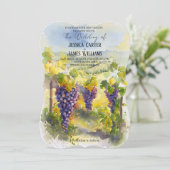 Rustic Watercolor Lemons Grapes Vineyard Wedding 招待状 (スタンド正面)