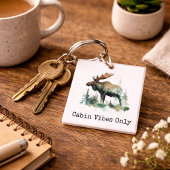 Rustic Watercolor Moose Custom Cabin Forest Art キーホルダー