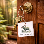 Rustic Watercolor Moose Custom Cabin Forest Art キーホルダー