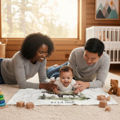 Rustic Watercolor Moose | Little One Personalized  フリースブランケット