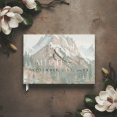 Rustic Watercolor Mountain Copper Brown Wedding ゲストブック