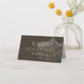 Rustic Watercolor Mountain Landscape Wedding プレイスカード (裏面)