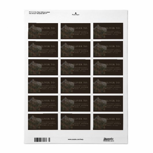 Rustic Watercolor Mountain Landscape Wedding ラベル (フルシート)