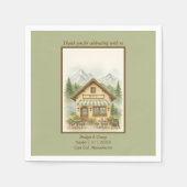 Rustic watercolor Mountain Monogram wedding スタンダードカクテルナプキン (正面)