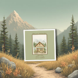 Rustic watercolor Mountain Monogram wedding スタンダードカクテルナプキン