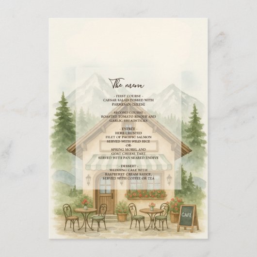 Rustic watercolor Mountain wedding destination  メニュー (正面)