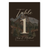 Rustic Watercolor Mountain Wedding Table Number テーブルナンバー (裏面)