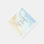 Rustic Watercolor Ocean Sea Summer Beach Wedding スタンダードカクテルナプキン (角)