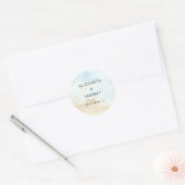 Rustic Watercolor Ocean Sea Summer Beach Wedding ラウンドシール (封筒)