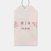 Rustic Watercolor Peach and Green Minimal Wedding ギフトタグ (裏面)