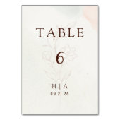 Rustic Watercolor Peach and Green Minimal Wedding テーブルナンバー (裏面)
