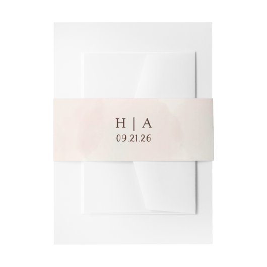 Rustic Watercolor Peach and Green Minimal Wedding 招待状ベリーバンド (正面例)