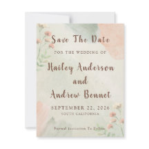Rustic Watercolor Peach and Green Wedding