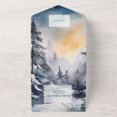 Rustic Watercolor Pine Tree Wedding オールインワン招待状 (外側)