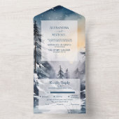 Rustic Watercolor Pine Tree Wedding オールインワン招待状 (内側)