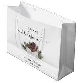 Rustic Watercolor Pinecones Wedding Bridesmaid ラージペーパーバッグ (正面アングル)