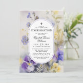 Rustic Watercolor Purple & Yellow Confirmation 招待状 (スタンド正面)