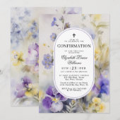 Rustic Watercolor Purple & Yellow Confirmation 招待状 (正面/裏面)