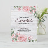 Rustic Watercolor Rose Birthday Party  招待状 (スタンド正面)