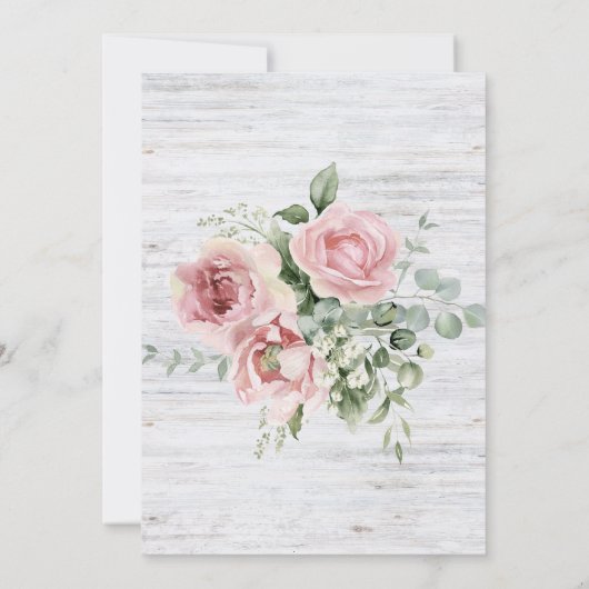 Rustic Watercolor Rose Birthday Party  招待状 (裏面)