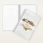 Rustic Watercolor Rose Bouquet Monogram ノートブック (内側)