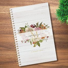 Rustic Watercolor Rose Bouquet Monogram プランナー手帳