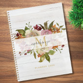 Rustic Watercolor Rose Bouquet Monogram プランナー手帳