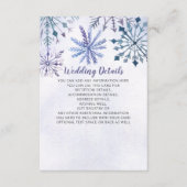Rustic Watercolor Snowflakes Blue Winter Wedding エンクロージャーカード (正面)