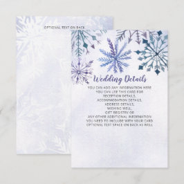 Rustic Watercolor Snowflakes Blue Winter Wedding エンクロージャーカード