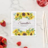 Rustic Watercolor Sunflower Birthday Party スタンダードカクテルナプキン (インサイチュ)