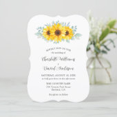 Rustic Watercolor Sunflower Greenery Wedding 招待状 (スタンド正面)