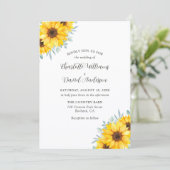 Rustic Watercolor Sunflower Greenery Wedding 招待状 (スタンド正面)
