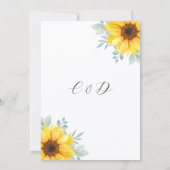 Rustic Watercolor Sunflower Greenery Wedding 招待状 (裏面)