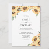 Rustic Watercolor Sunflower Wedding Invitation 招待状 (正面)