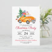 Rustic Watercolor Truck Christmas Party Invitation 招待状 (スタンド正面)