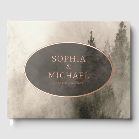 Rustic Watercolor Wedding Invite Photo Template ゲストブック (正面)