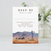 Rustic Watercolor Western Cowboy Ranch Wedding 出欠カード (スタンド正面)
