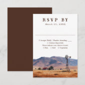 Rustic Watercolor Western Cowboy Ranch Wedding 出欠カード (正面/裏面)