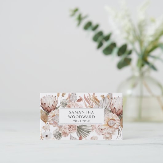 Rustic Watercolor Wildflower Cream Terracotta 名刺 (スタンド正面)