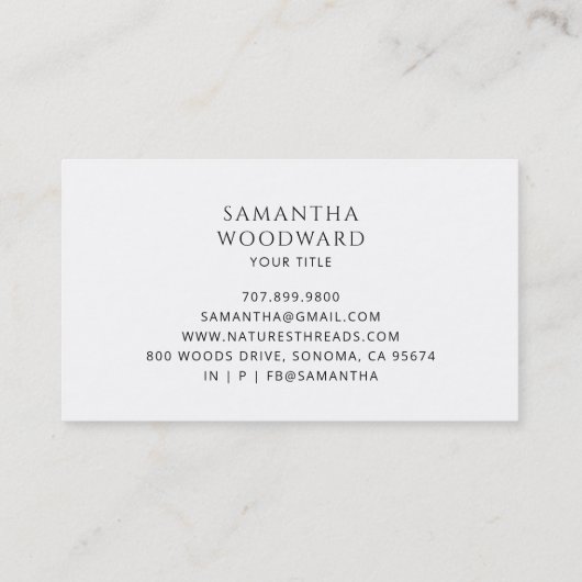 Rustic Watercolor Wildflower Cream Terracotta 名刺 (裏面)