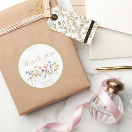 Rustic Watercolor Wildflower Wedding  ラウンドシール