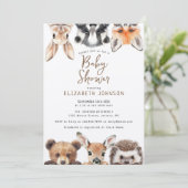 Rustic Watercolor Woodland Animals Baby Shower 招待状 (スタンド正面)