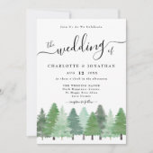 Rustic Watercolor Woodland Forest Wedding 招待状 (正面)