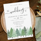 Rustic Watercolor Woodland Forest Wedding 招待状